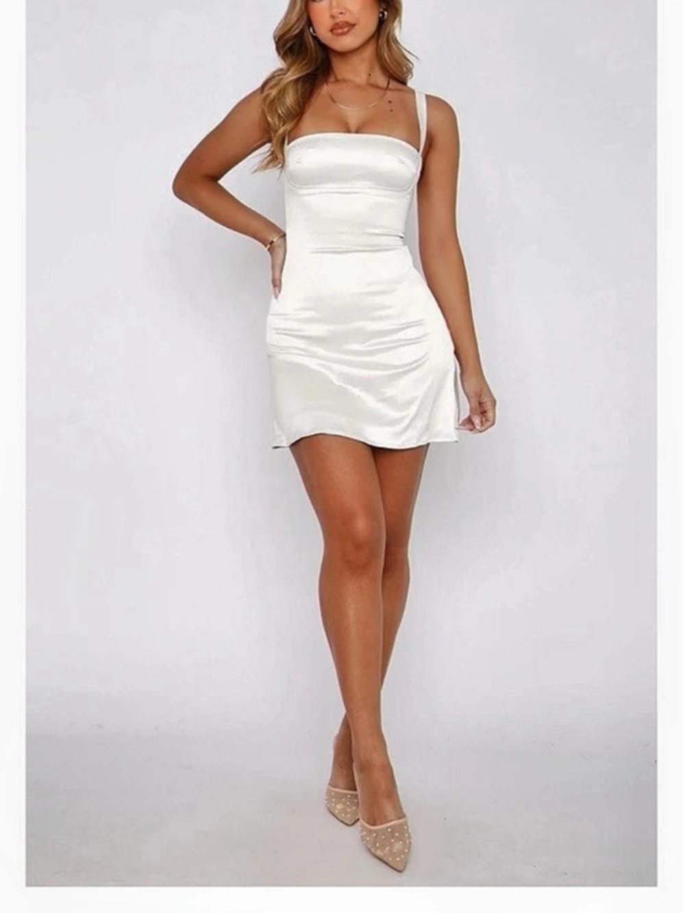 White Fox Just A Girl Mini Dress Mini Dress in White Size Medium Like New